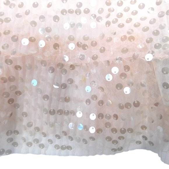 Zara Baby Pink Fairy Sheer Sequin Ruffle Long Sleeve Top Size Medium - Picture 4 of 4